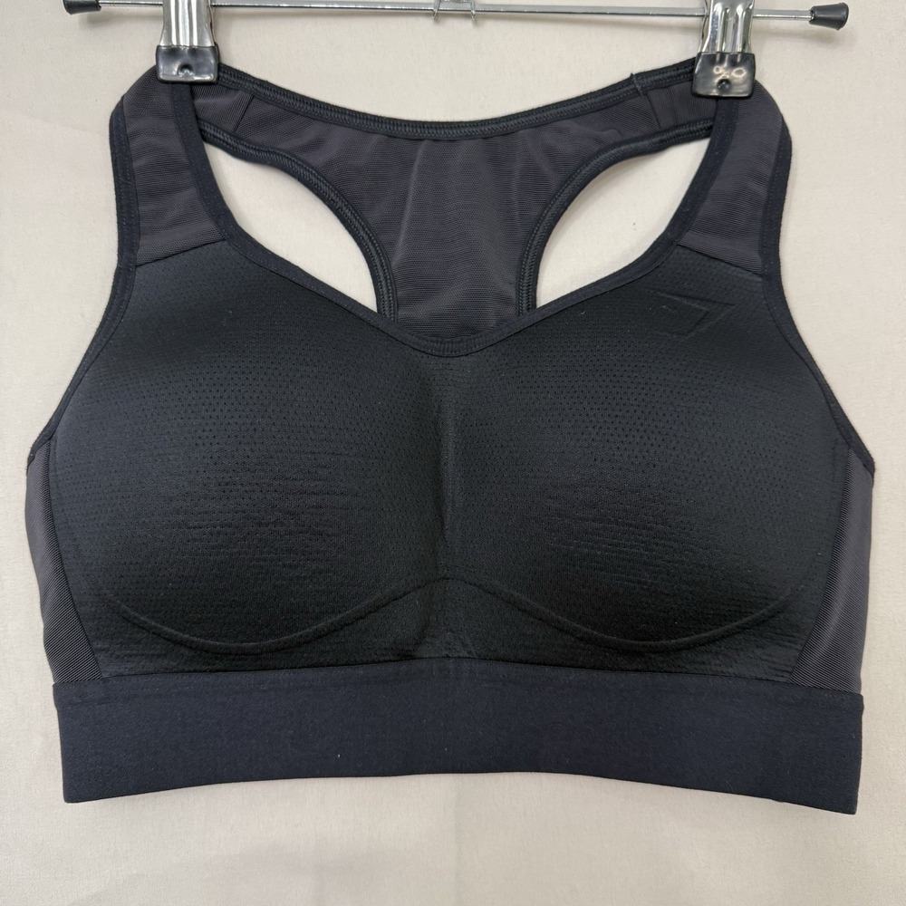 Gymshark Sports Bra Womens XS Black Racerback W/ Medium Support Workout Athletic